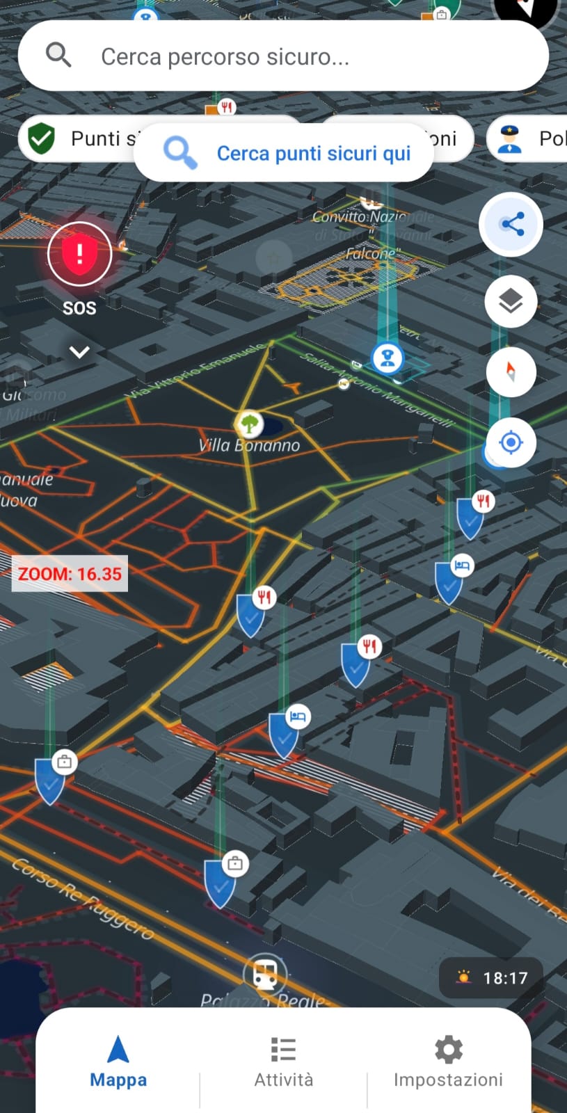 Mappa dei posti aperti